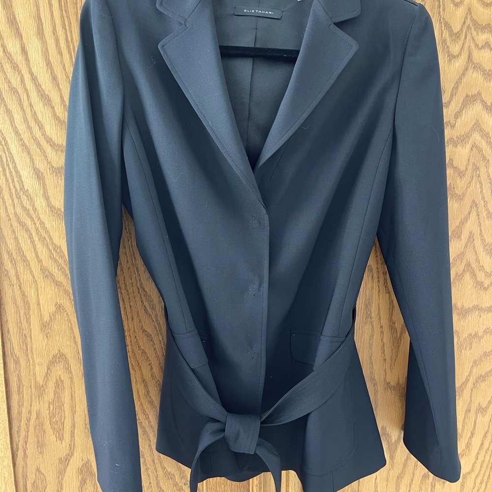 Elle Tahari black trench-style suit jacket